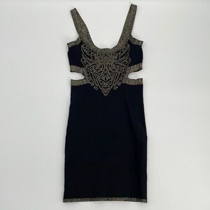 UEC Marciano black & gold cut-out bandage dress XS
